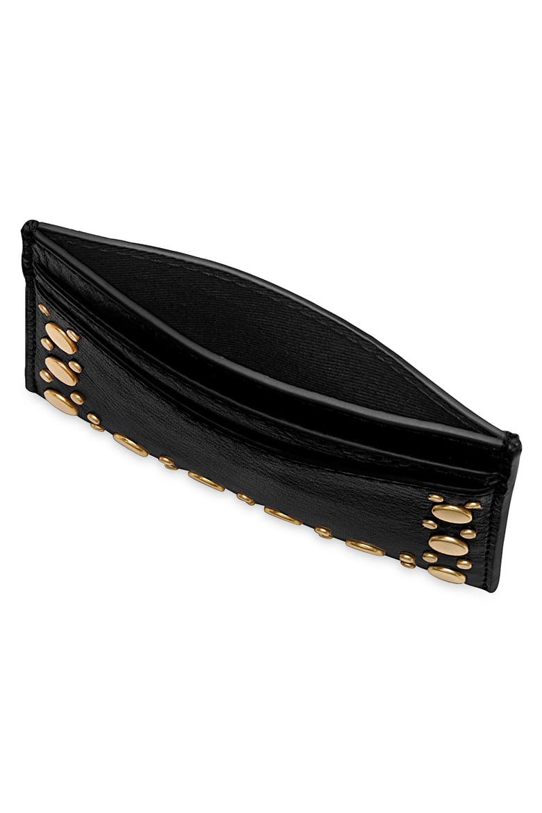 Mab Studded Leather Card Case, Alternate, color, BLACK