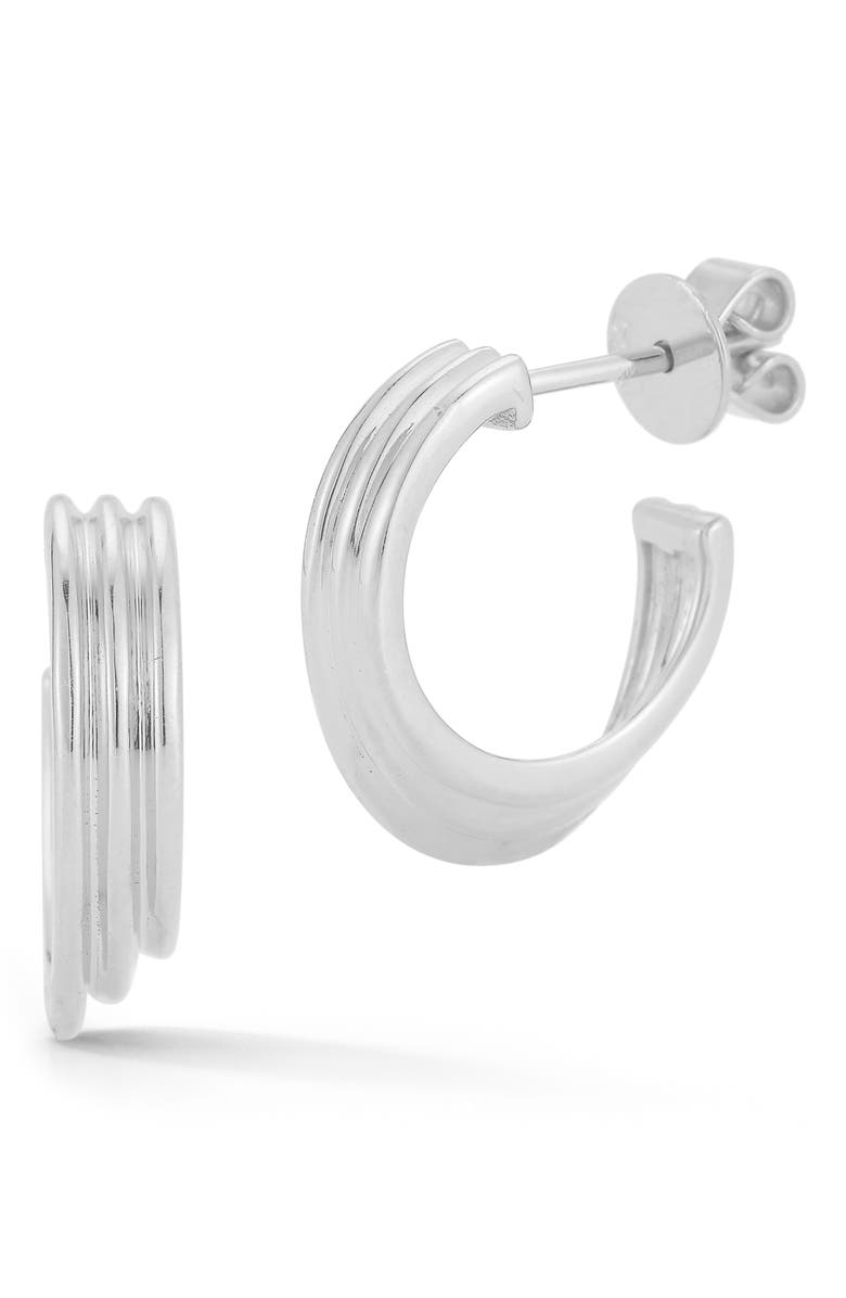 Dana Rebecca Designs Nana Bernice Groove Cascade Hoop Earrings, Main, color, White Gold