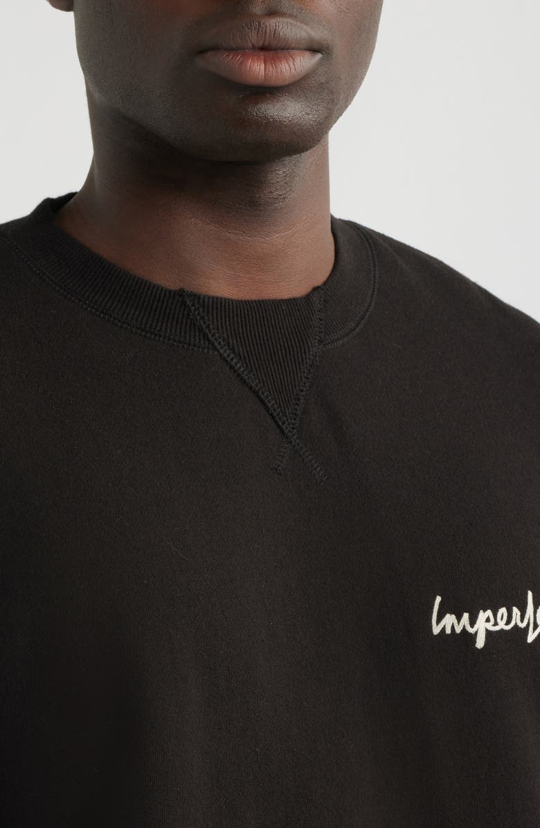 Imperfects Signature Crewneck Cotton Blend Fleece Sweatshirt, Alternate, color, Obsidian