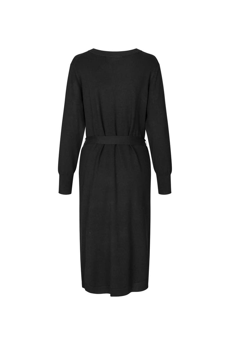 MaNisuta Long Sleeve Belted Waist Dress, Alternate, color, Black