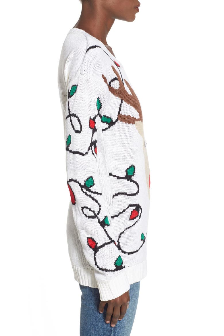 Light-Up Reindeer Jacquard Christmas Sweater, Alternate, color, IVORY