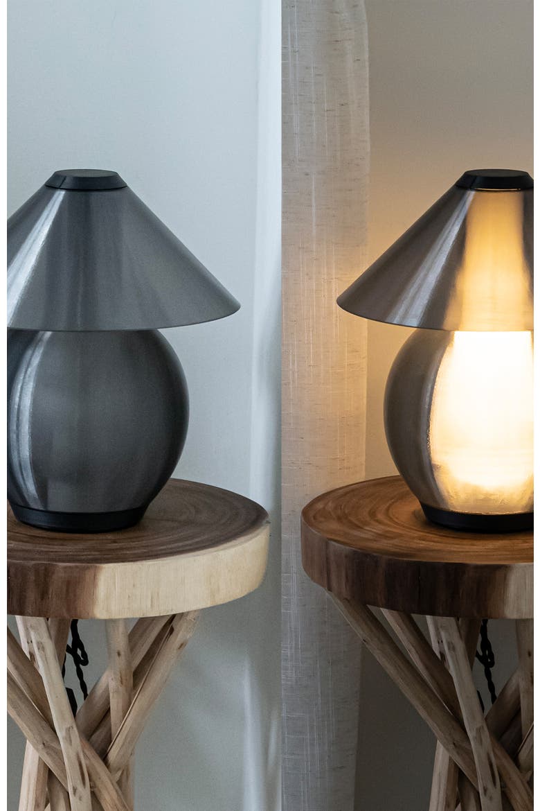 Opal 13" Modern Contemporary Plant-Based PLA 3D Printed Dimmable LED Table Lamp, Alternate, color, Dark Smoke/Black