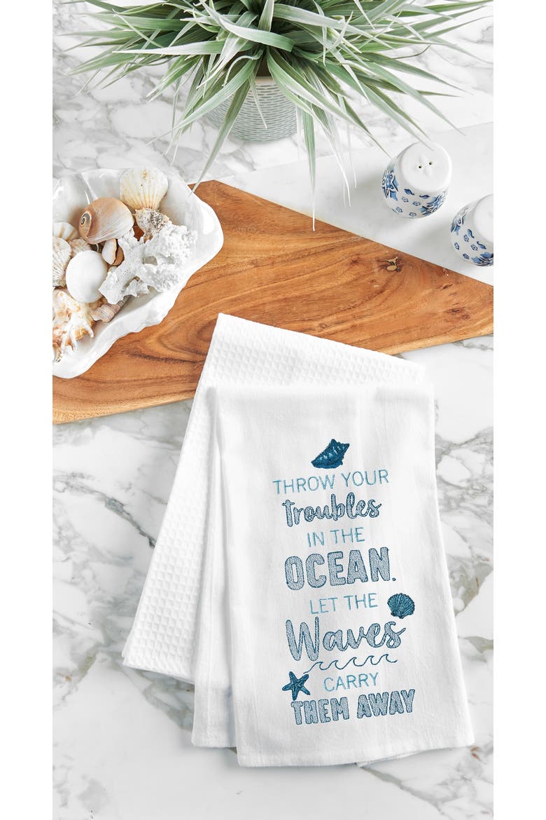 Let The Waves 100% Cotton Flour Sack Dishtowel, Alternate, color, Blue