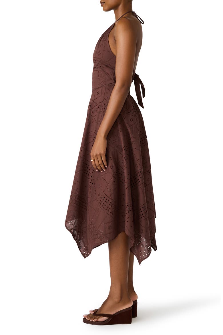 Dalina Eyelet Embroidery Halter Dress, Alternate, color, WALNUT