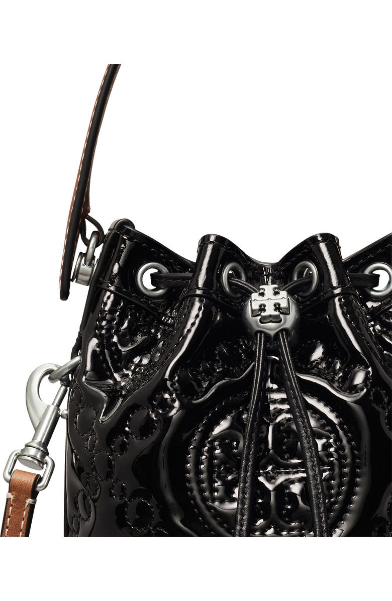 Tory Burch T Monogram Mini Puffy Patent Leather Bucket Bag, Alternate, color,