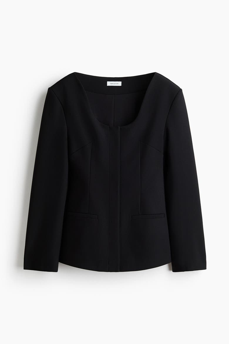 Scoop-neck Jersey Jacket, Alternate, color, Black