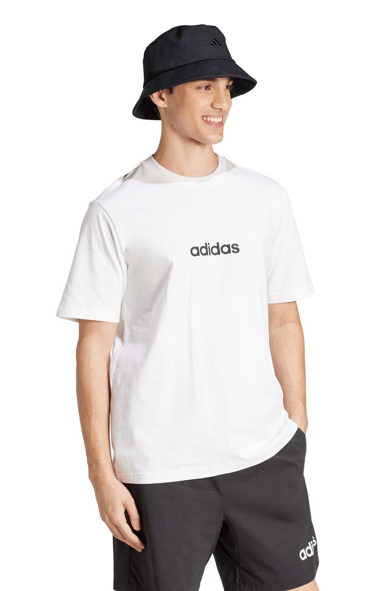adidas Essentials Linear Jersey T-Shirt, Alternate, color, White/ Black