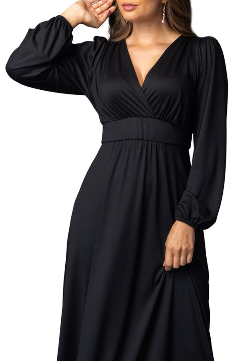 Kiyonna Kelsey Long Sleeve Maxi Dress, Alternate, color, Black Noir