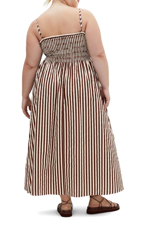 City Chic Jolie Print Sleeveless Maxi Dress In Chocolate Stripe