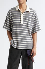 SONG FOR THE MUTE Gym Stripe Bouclé Polo