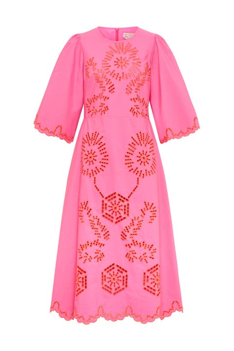 Embroidered Poplin Dress