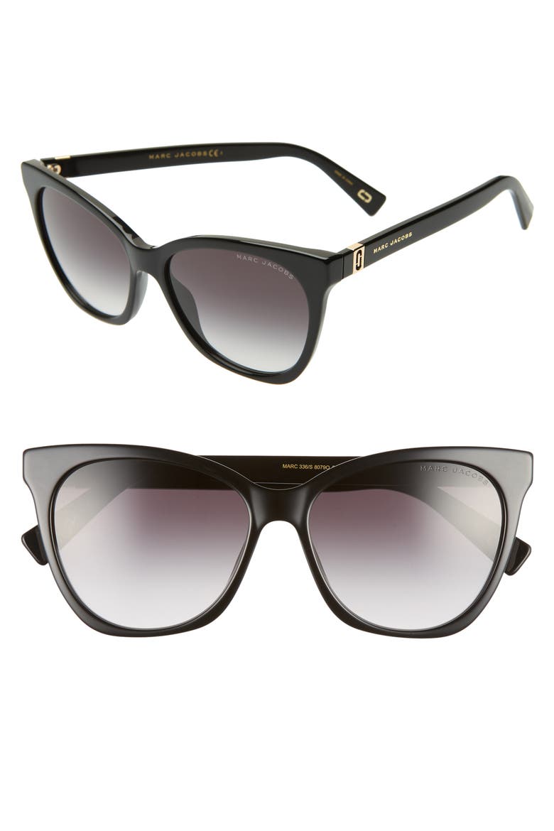 56mm Cat Eye Sunglasses, Alternate, color, BLACK