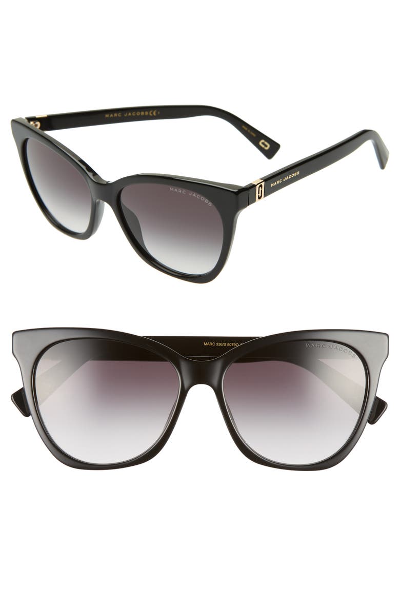Marc Jacobs 56mm Cat Eye Sunglasses, Alternate, color, Black