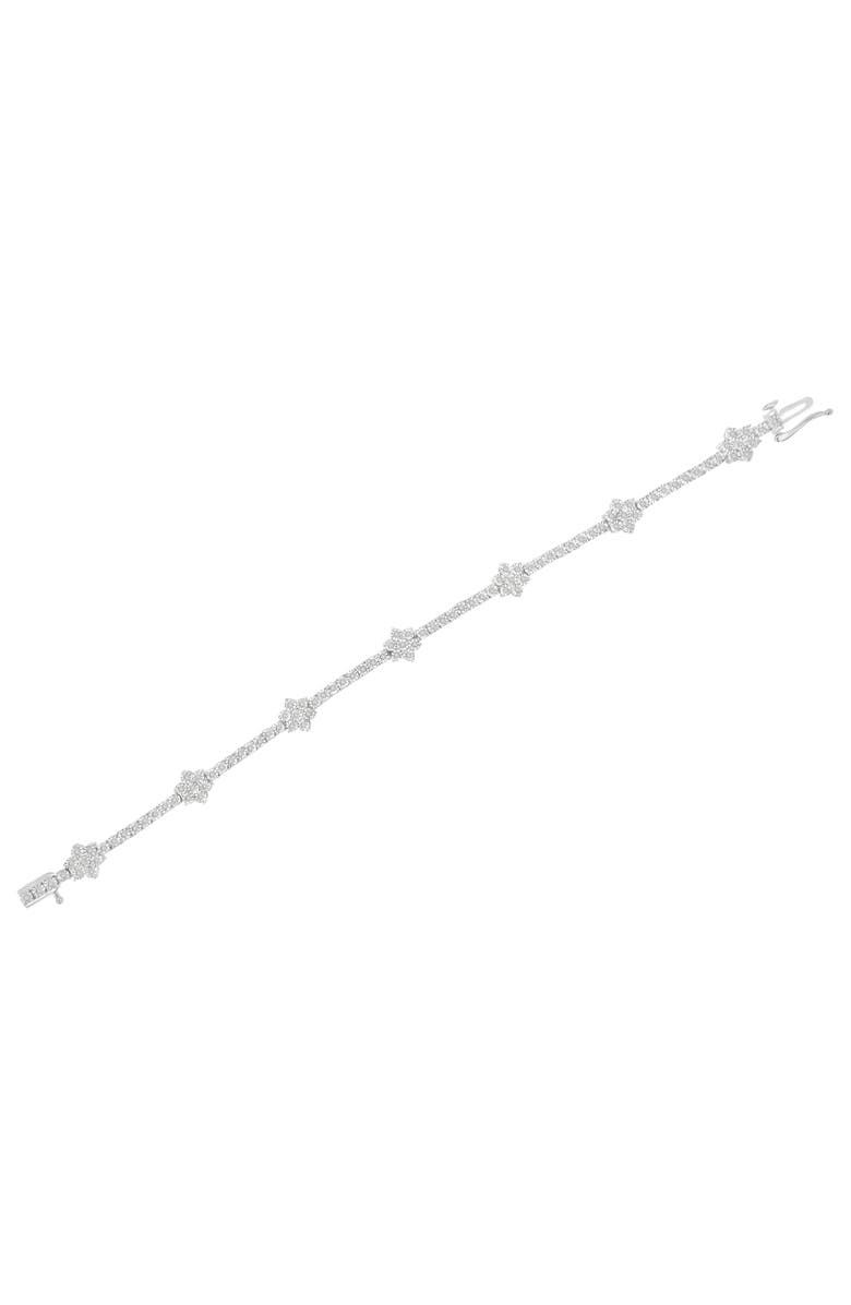 Haus of Brilliance Silver 1.0 cttw Miracle-Set Diamond Floral Station Tennis Bracelet, Alternate, color, White