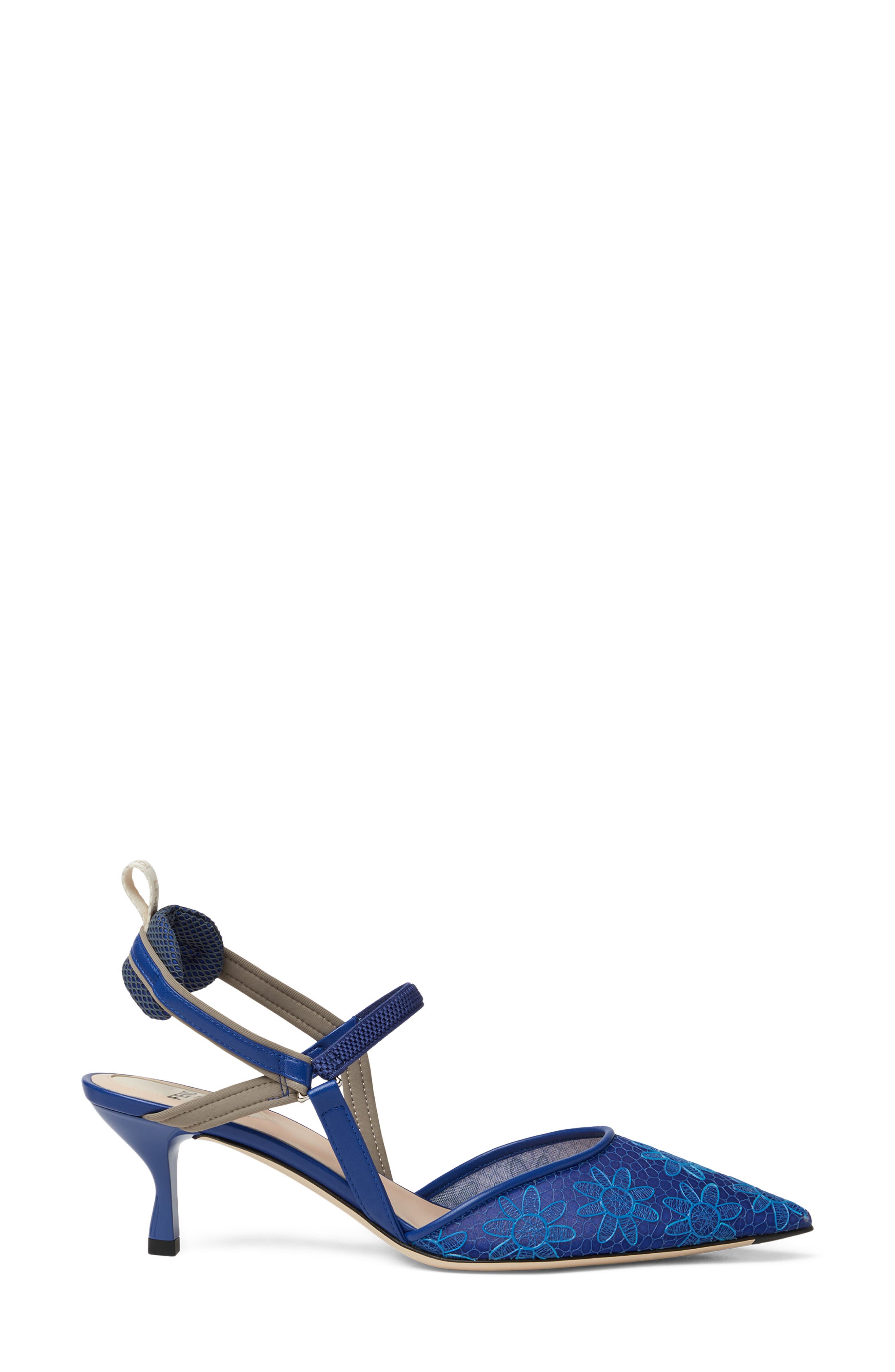 Fendi Colibri Floral Slingback Pointed Toe Pump, Alternate, color, F1vp9 Royal Lgt.acquamarin
