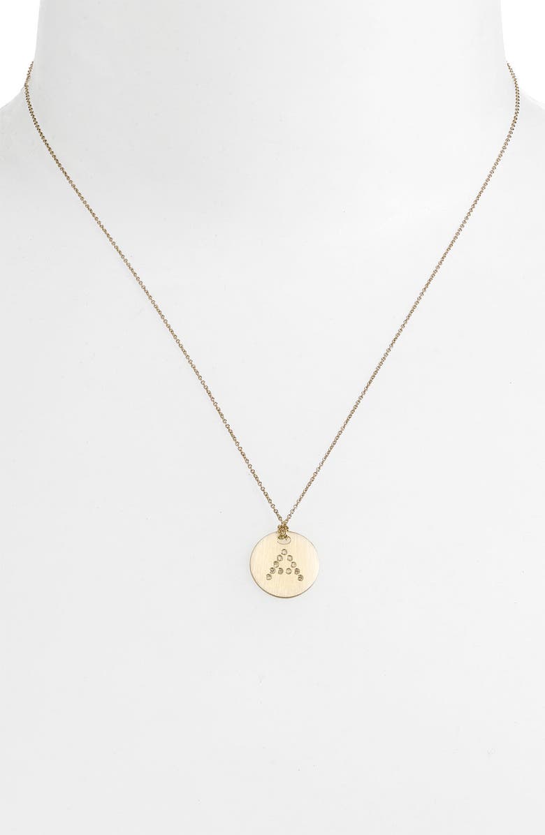 Roberto Coin 'Tiny Treasures' Diamond Initial Disc Pendant Necklace, Alternate, color, 