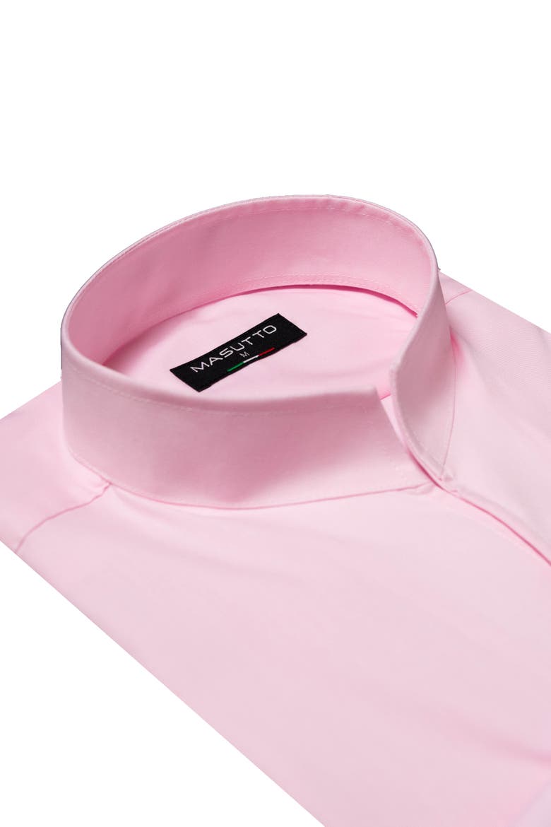 Sandro Stand collar Button-Up Long Sleeve Shirt, Main, color, Pink