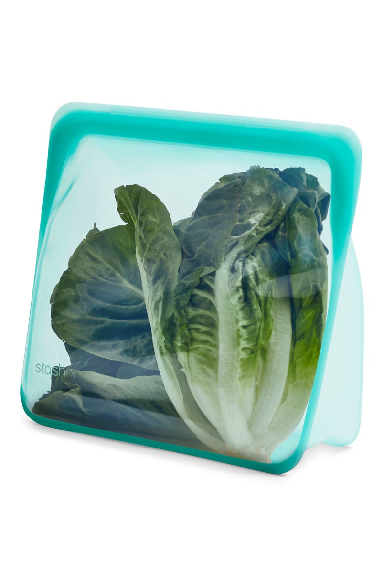 Reusable Silicone Stand-Up Bag, Alternate, color, AQUA