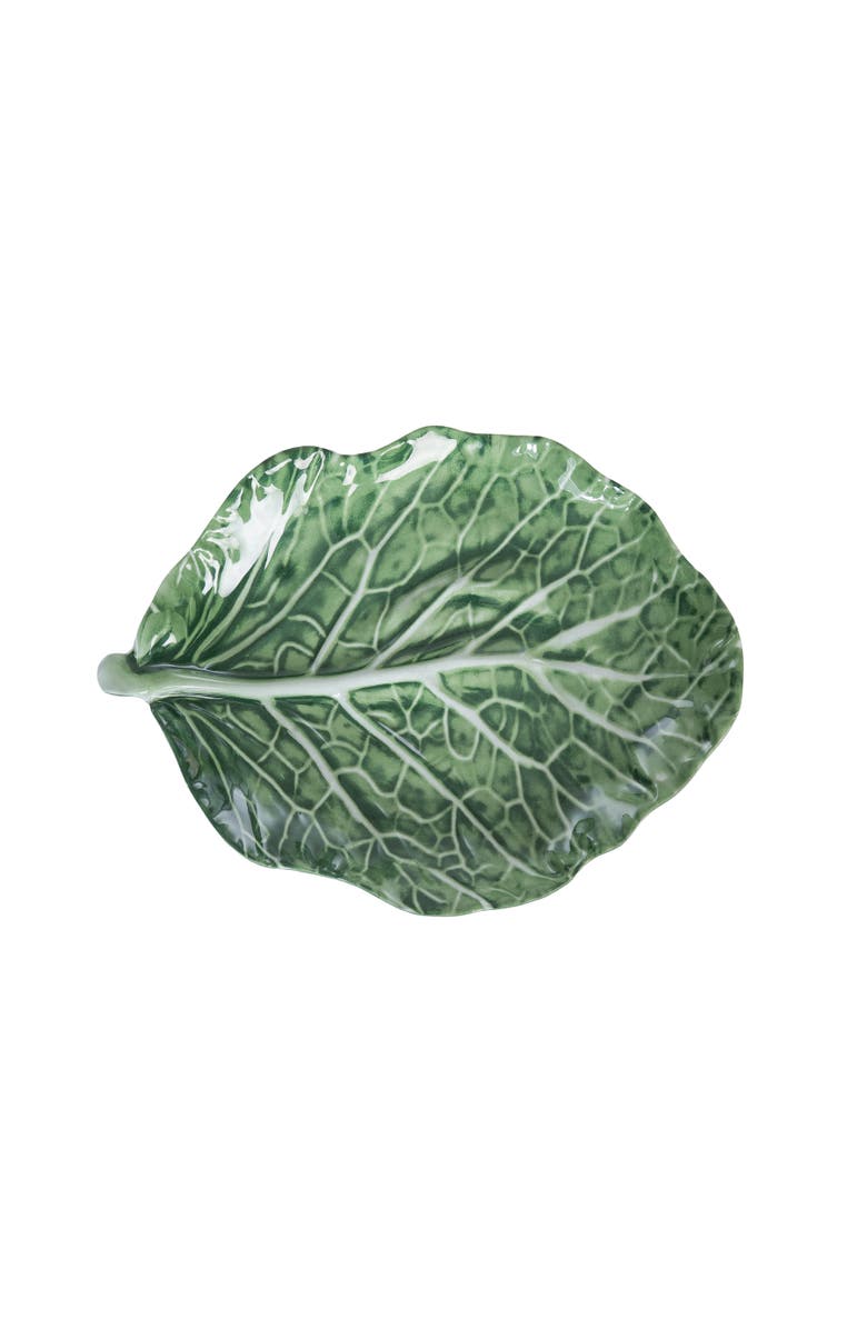 C&F Home Cabbage Leaf Large Serving Platter 15.75", Main, color, Green