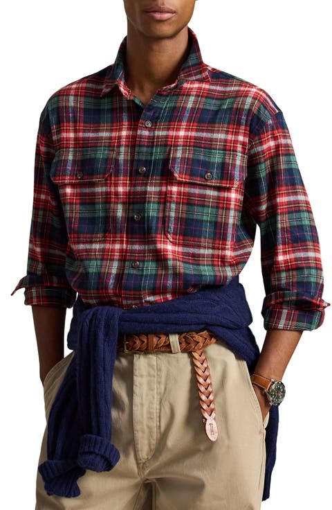 Plaid Shaggy Flannel Button Up Shirt