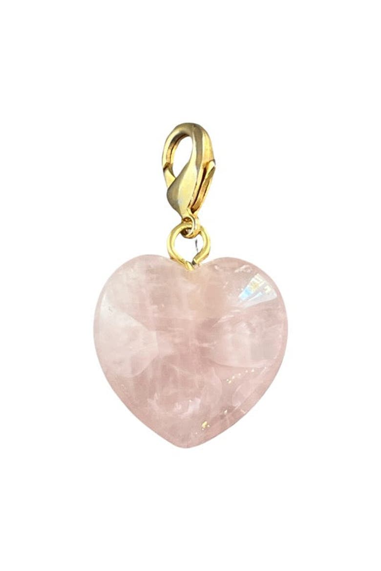 Semi Precious Stone Heart Pendant, Main, color, Rose Quartz