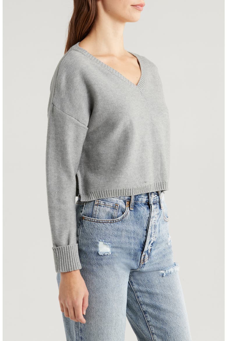 Renata V-Neck Sweater, Alternate, color, HEATHER GRAY