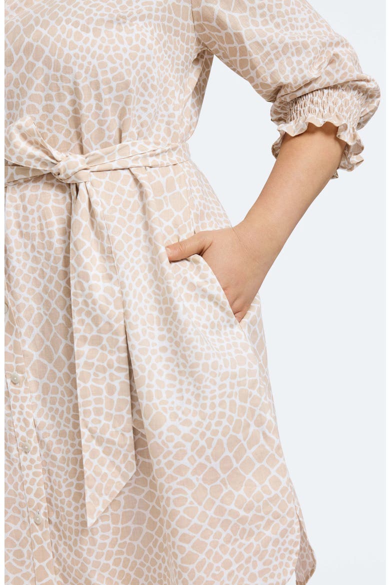 Abby Belted Linen Blend Shirtdress, Alternate, color, FLAX WHITE