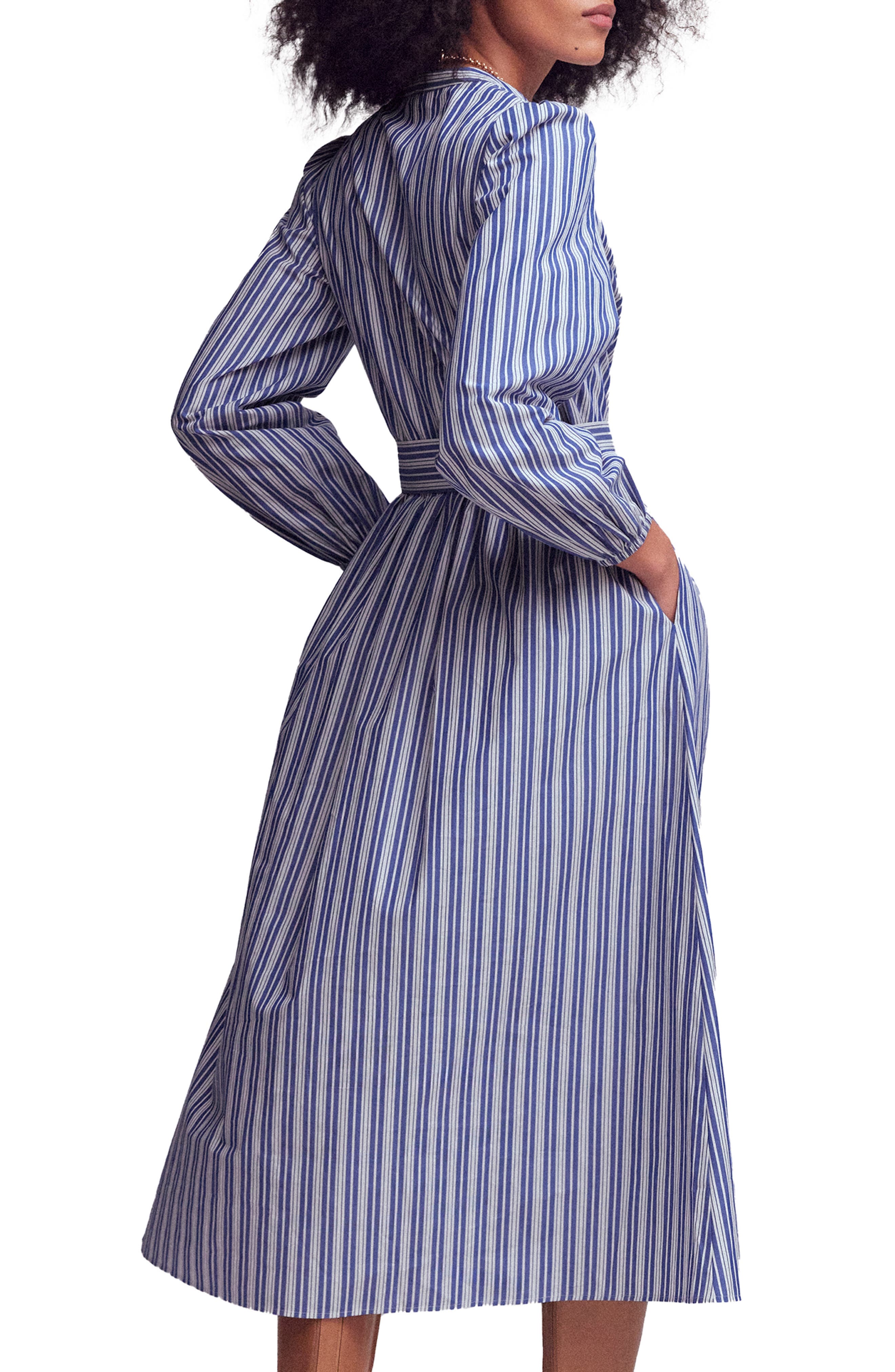 Boden Lace Trim Stripe Long Sleeve Cotton Dress (Women) | Nordstromrack