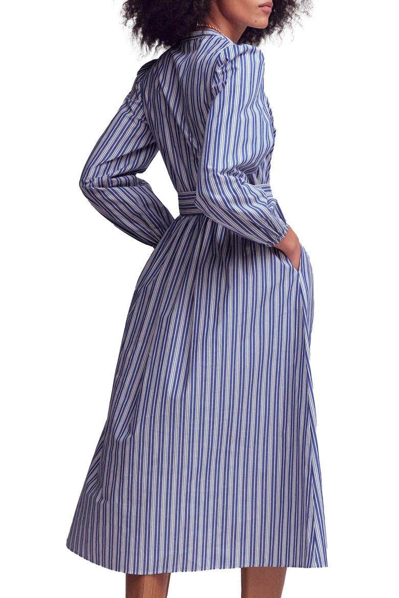 Lace Trim Stripe Long Sleeve Cotton Dress, Alternate, color, SURF THE WEB STRIPE