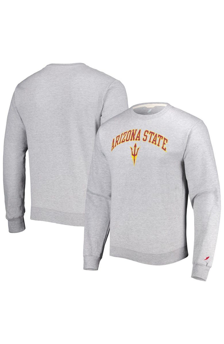 LEAGUE COLLEGIATE WEAR Men's League Collegiate Wear Gray Arizona State Sun Devils 1965 Arch Essential Lightweight Pullover Sweatshirt, Main, color, 