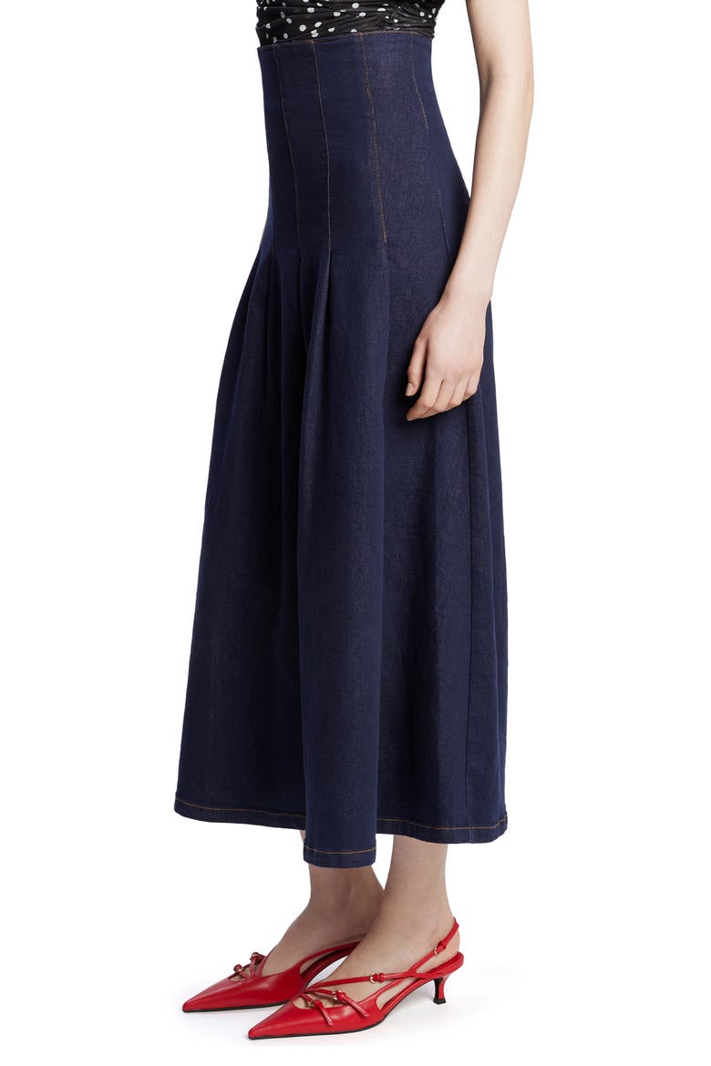 Zeta Denim Midi Skirt, Alternate, color, DARK DENIM