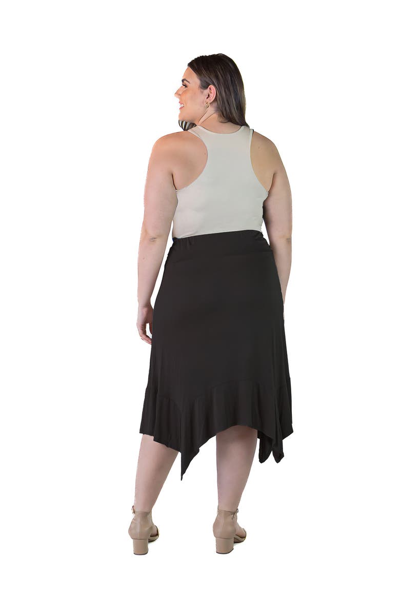 24seven Comfort Apparel Knee Length Elastic Waist Skirt, Alternate, color, Black