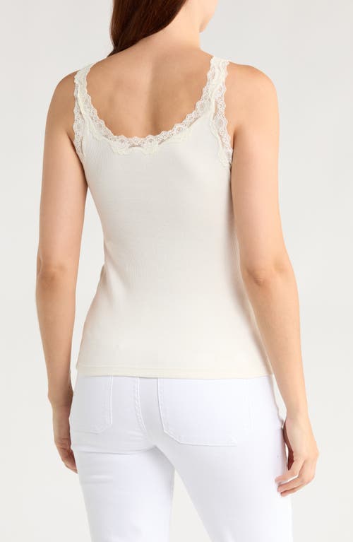 Leith Lace Trim Tank Top In Neutral