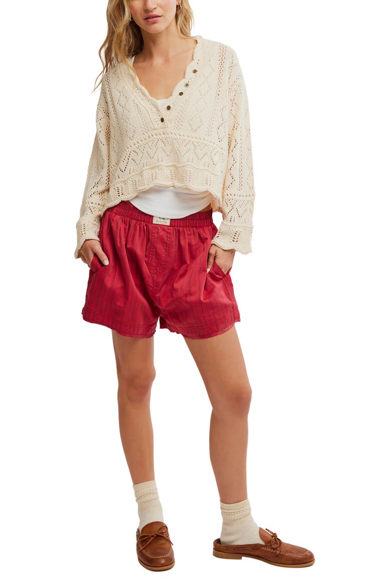 Cotton Blend Crop Pointelle Sweater, Alternate, color, SHORTBREAD