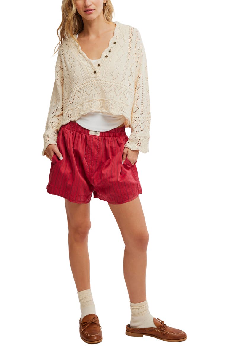 Free People Cotton Blend Crop Pointelle Sweater, Alternate, color,