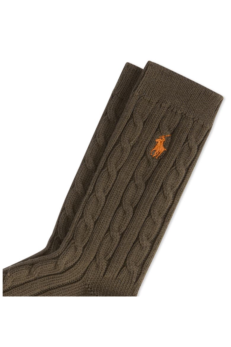 Seasonless Cable Crew Socks, Alternate, color, PINE