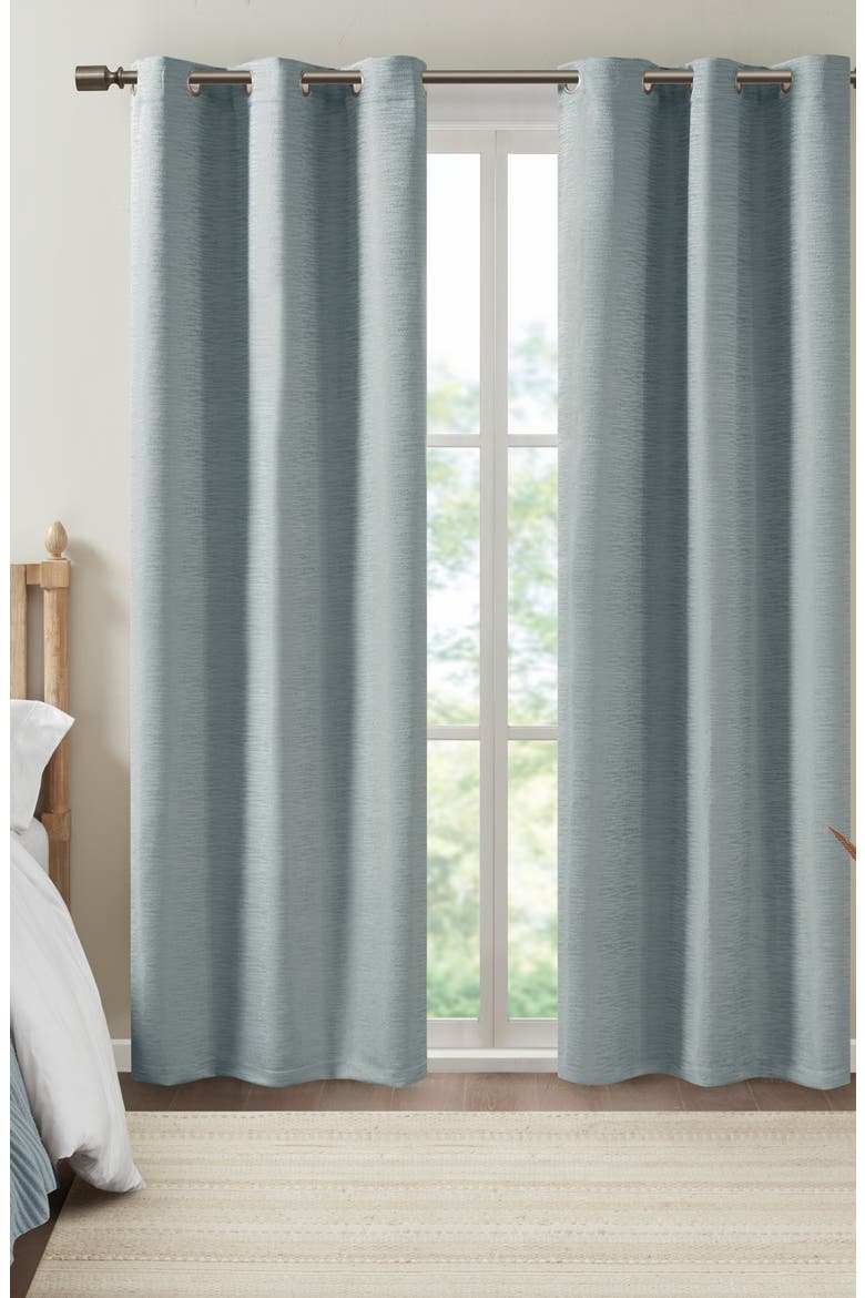 Beautyrest Rocky Solid Textured Jacquard Total Blackout Magnetic Closure Panel Pair, Main, color, BLUE