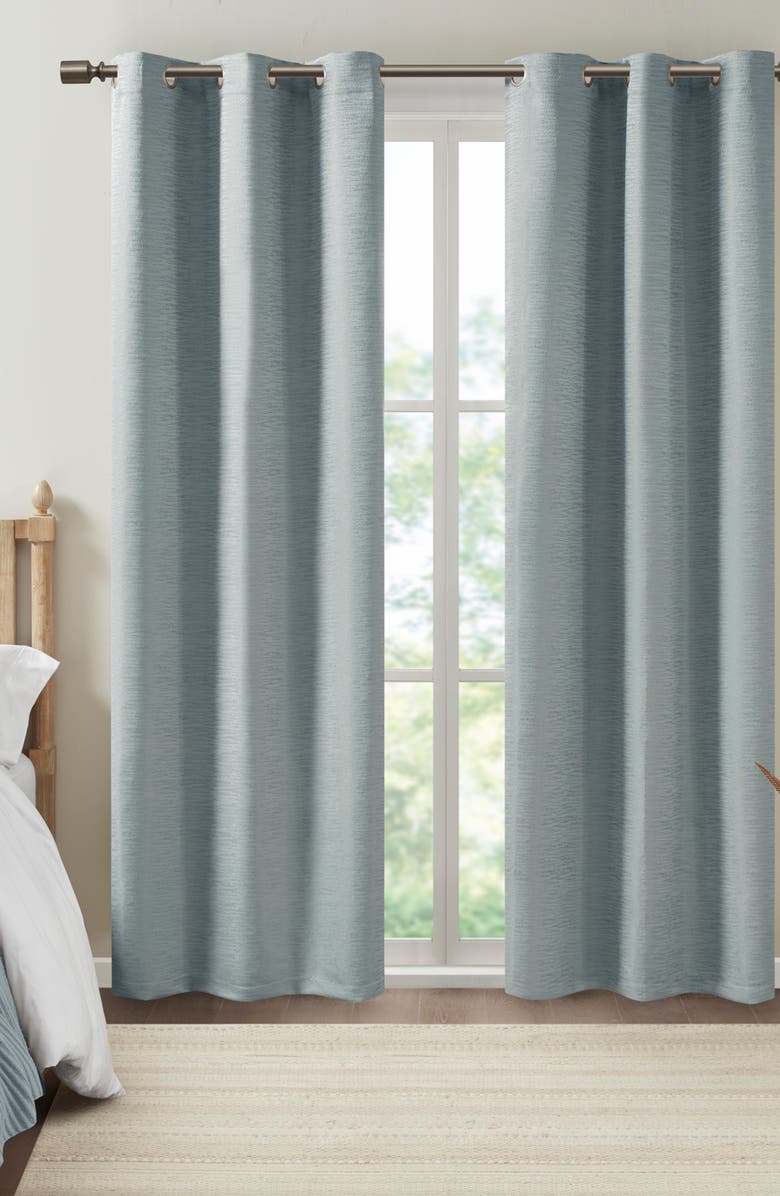 BEAUTYREST Rocky Solid Textured Jacquard Total Blackout Magnetic Closure Panel Pair, Main, color, 