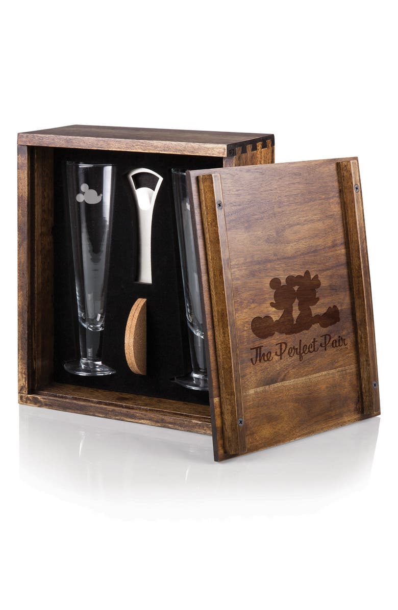 Picnic Time Glass Beverage Set, Alternate, color, Mickey/Minnie Brown