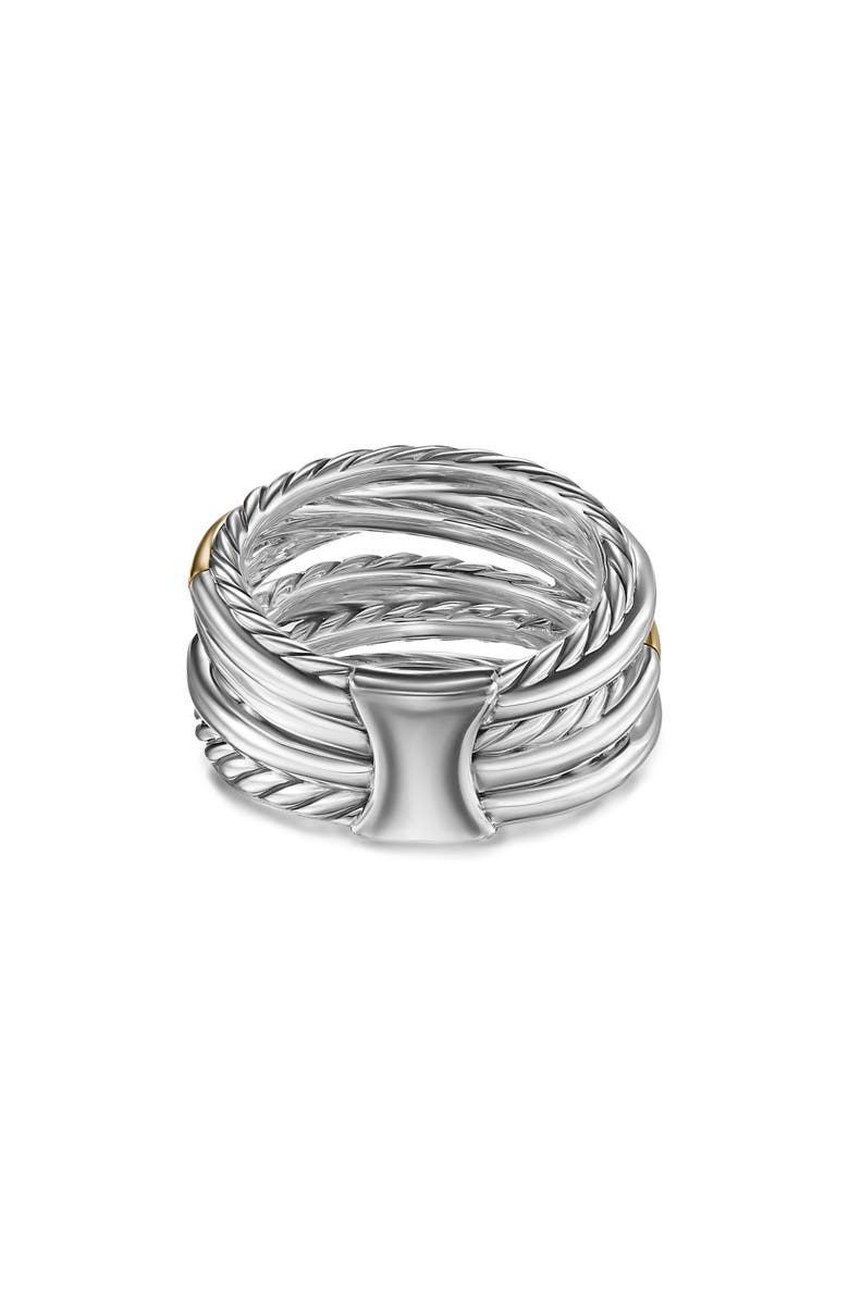 David Yurman Crossover Seven-Row Ring in Sterling Silver with 18K Yellow Gold & Diamonds, 16mm, Alternate, color, Sterling Silver And 18K Gold