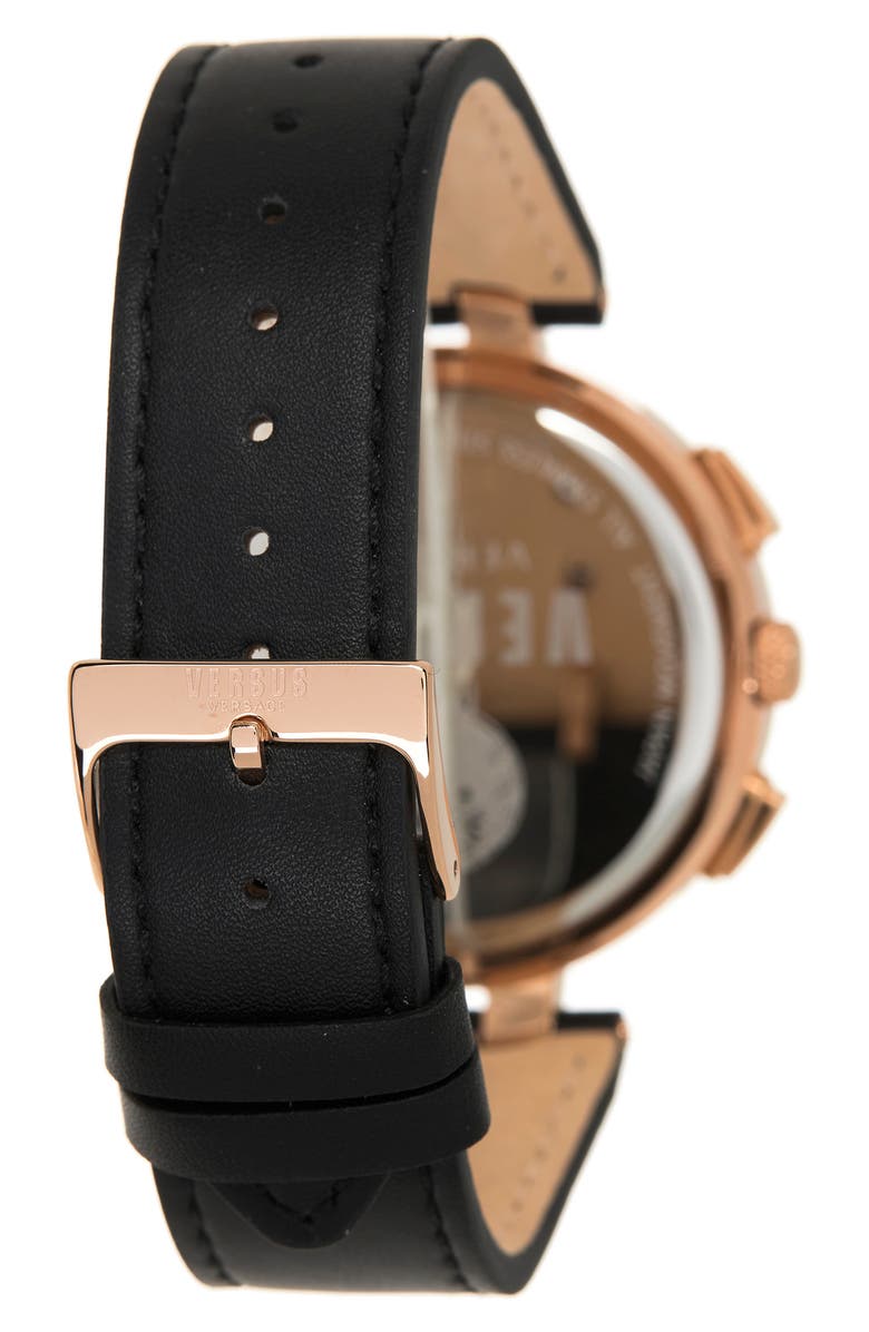 VERSUS Versace Versace Stainless Steel Chronograph Leather Strap Watch, 44mm, Alternate, color,