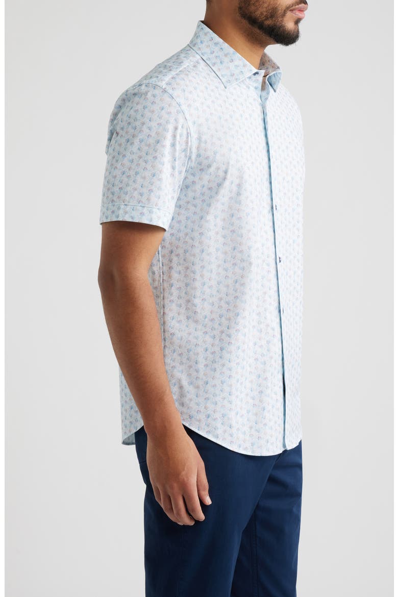 Miles OoohCotton® Floral Short Sleeve Button-Up Shirt, Alternate, color, VISTA BLUE