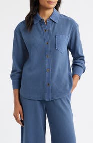 CITY BLUES Camden Thermal Mixed Media Snap-Up Shirt