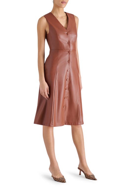 Steve Madden Bridgette Faux Leather Dress In Brown