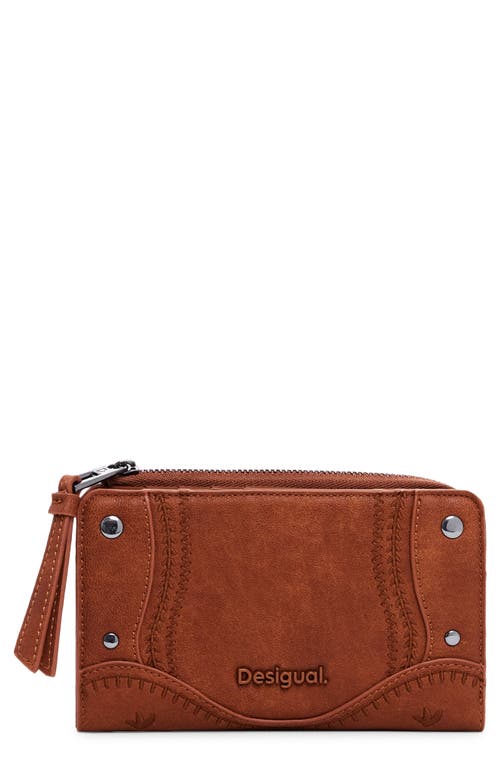 Desigual Medium Faux Leather Wallet In Camel