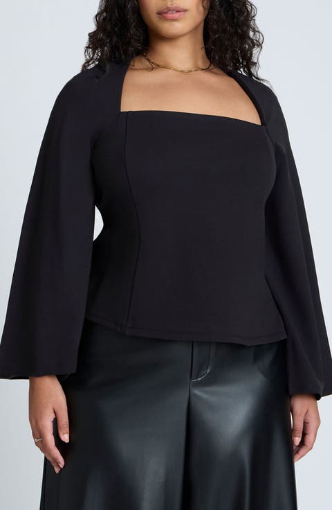 Square Neck Seam Detail Top