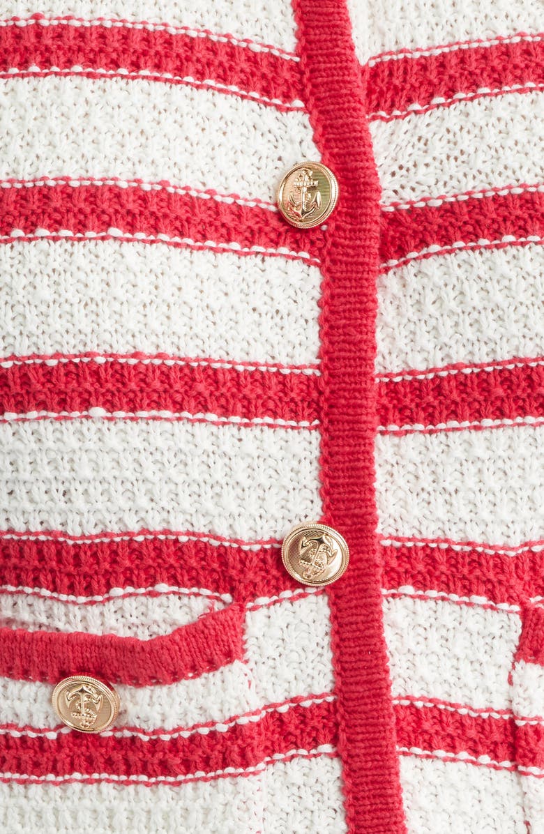 ZOE AND CLAIRE Stripe Mixed Media Cotton Dress, Alternate, color, Red