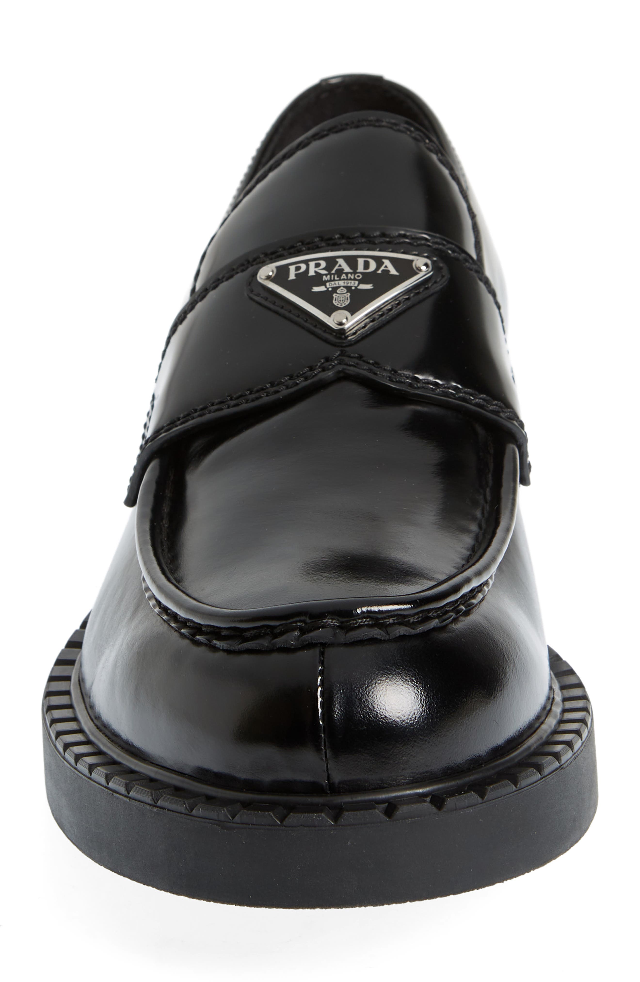 Prada Chocolate Loafer, Alternate, color, Nero