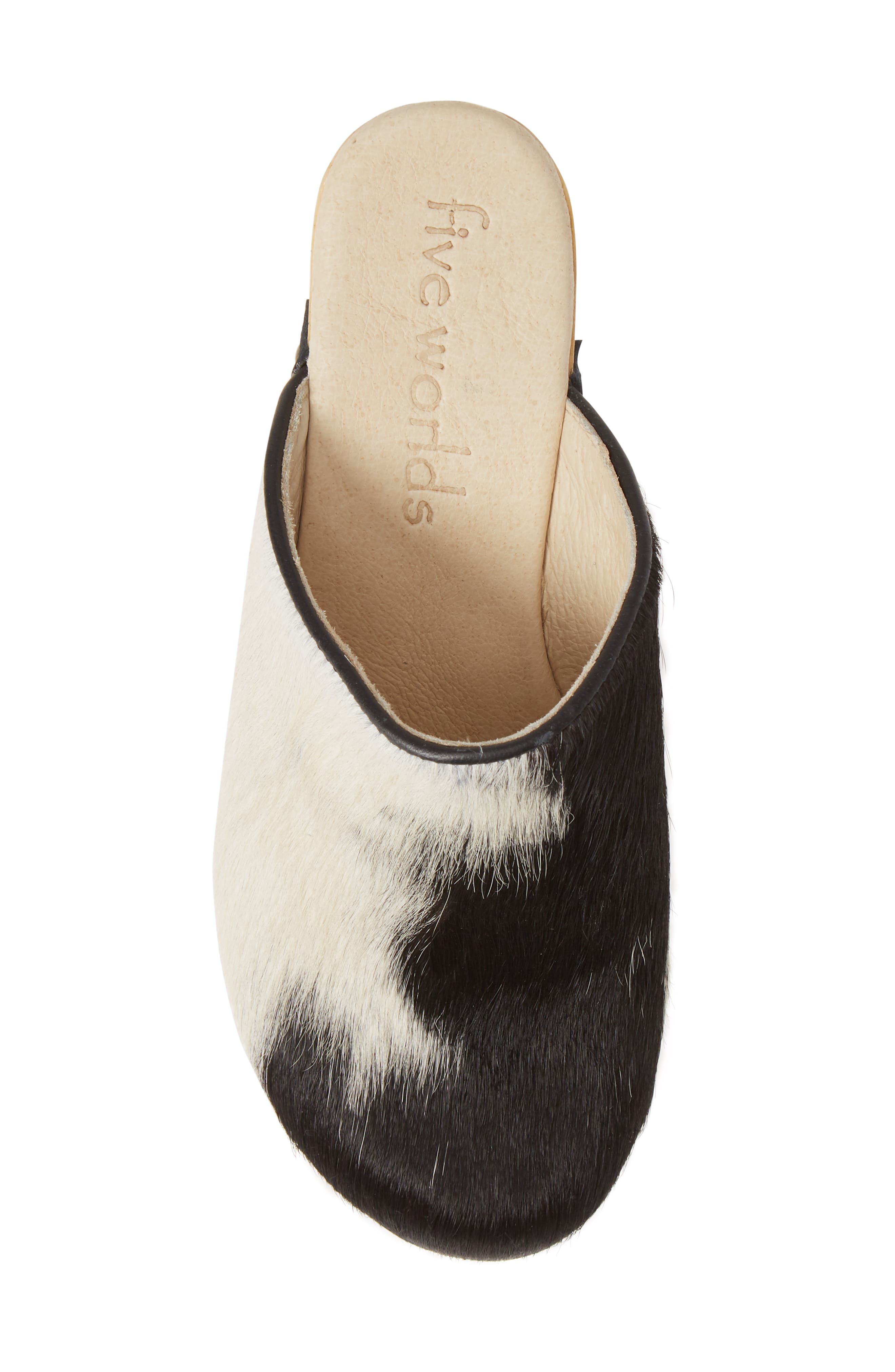 Zorba Clog, Alternate, color, BLACK/ WHITE COW CALF HAIR
