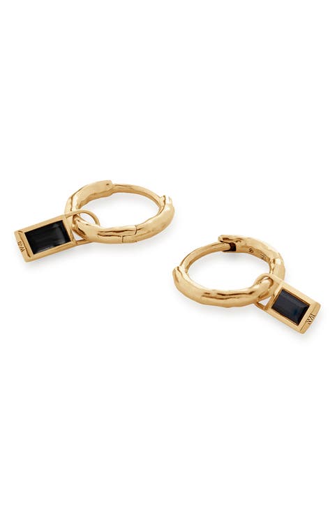 Skinny Gemstone Huggie Hoop Earrings